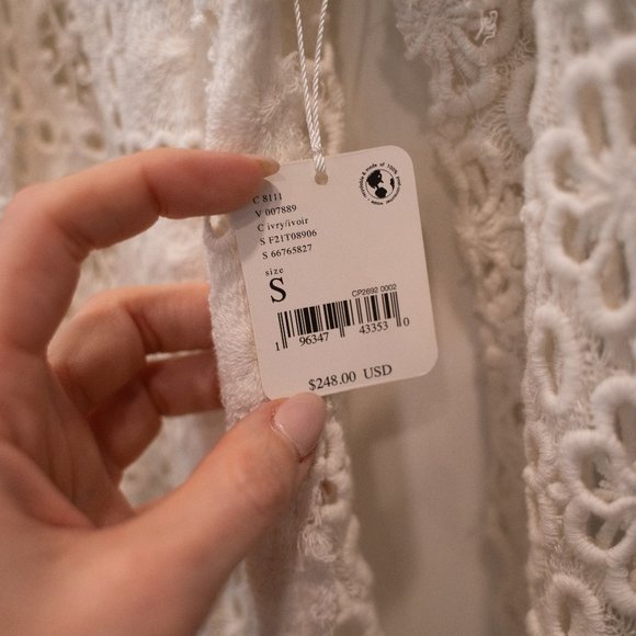 NWT Free People Women's White One Yesenia Floral Lace Crochet Button Maxi Top - Picture 9 of 14